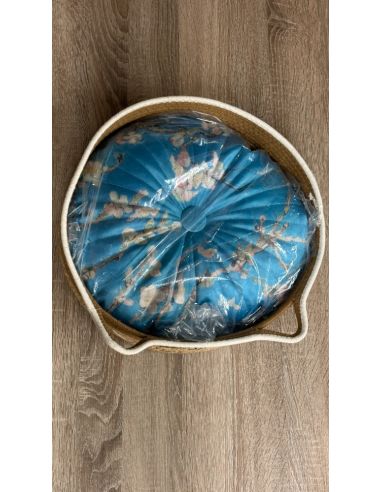 Panier pour chat avec coussin bleu