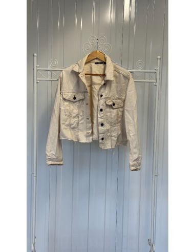 Korte beige spijkerjas