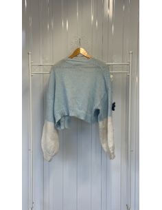 Kort gebreid vestje blauw... 2
