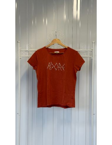Oranje T-shirt met parelmotief