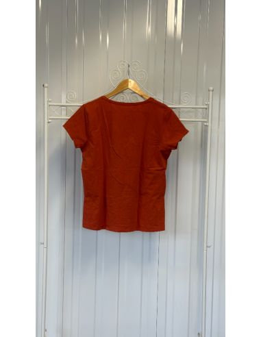 Oranje T-shirt met parelmotief