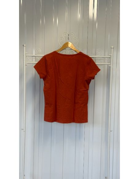 Oranje T-shirt met parelmotief