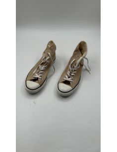 Beige canvas hoge sneakers