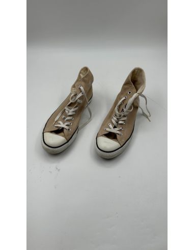 Beige canvas hoge sneakers
