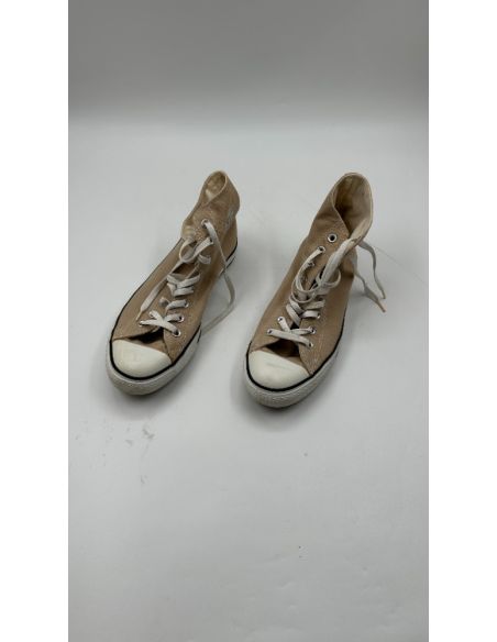 Beige canvas hoge sneakers