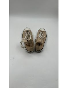 Beige canvas hoge sneakers 2