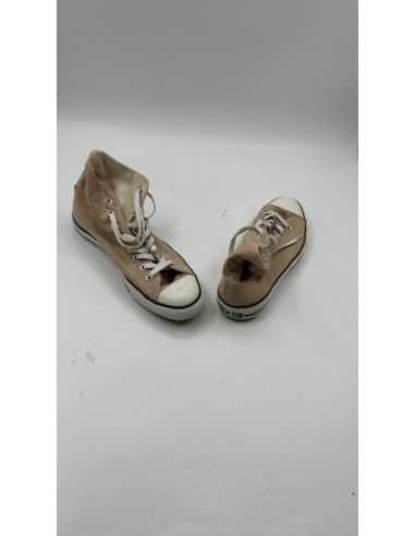 Beige canvas hoge sneakers