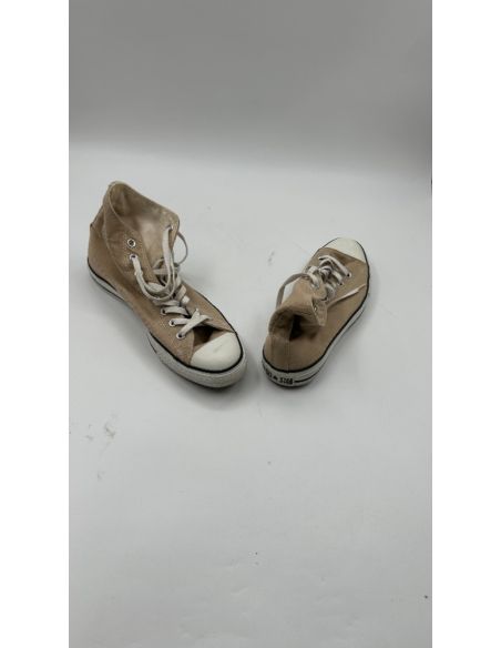 Beige canvas hoge sneakers