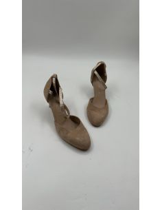 Beige pumps met glitterbandje