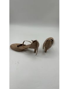 Beige pumps met glitterbandje 2