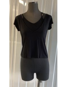 Zwart fake top t-shirt -...