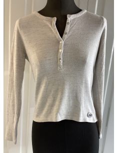 Pull gris longues manches -...