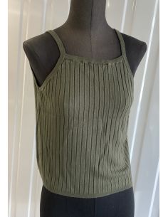 Kaki mouwloos t-shirt maat...