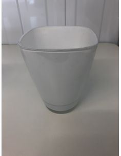 Witte glazen vaas 15 cm hoog