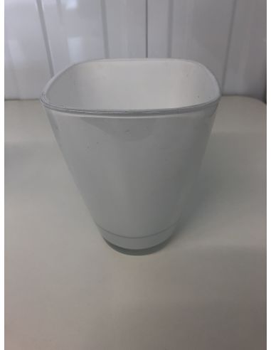 Witte glazen vaas 15 cm hoog