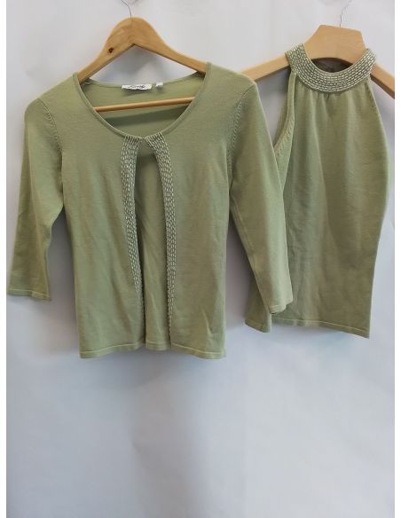 EMILIE - Ensemble vert (gilet et top)