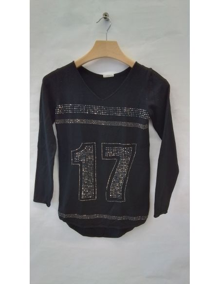 MOEWI - Pull noir strass