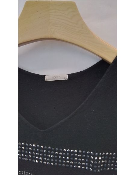 MOEWI - Pull noir strass
